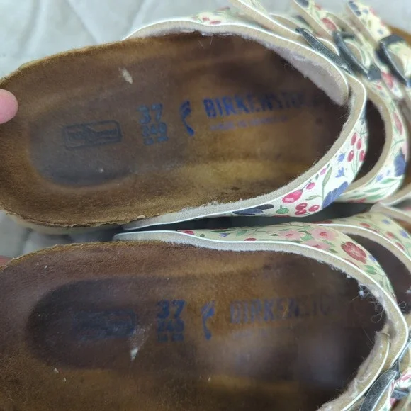 Birkenstock Florida Floral Sandals Womens 6 6.5 37 Triple Strap Summer Casual - Picture 8 of 8
